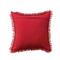 Hello Honey® 20" x 20" Square Red Woven Cotton Pillow with Metallic Gold Thread & Fringe